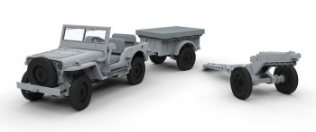 Airfix 1:72 A02339 Willys Jeep, Trailer & 6PDR Gun