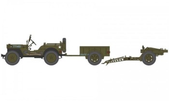 Airfix 1:72 A02339 Willys Jeep, Trailer & 6PDR Gun