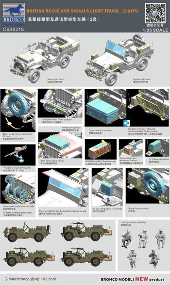 Bronco Models 1:35 CB35218 BRITISH RECCE AND SIGNALS LIGHT TRUCK (2 KITS ) with CREWS