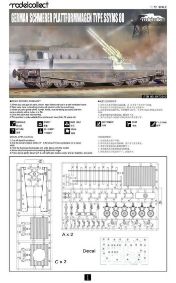 Modelcollect 1:72 UA72043 Germany Schwere Plattformwagen type ssyms 80