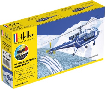 Heller 1:72 56286 STARTER KIT SA 316 Alouette III Gendarmerie