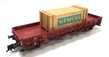 Spur H0 Fleischmann 5222 Rungenwagen 431 256 mit Holzkiste DB (2854h)