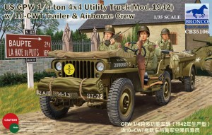 Bronco Models 1:35 CB35106 GPW 1/4 ton 4x4 Utility Track Mod.1942 w/10-CWT & Airborne Crew