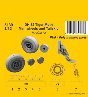 CMK 1:32 DH.82 Tiger Moth Mainwheels and Tailskid (ICM kit)