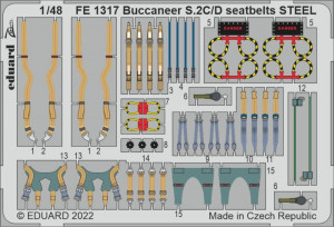 Eduard Accessories 1:48 FE1317 Buccaneer S.2C/D seatbelts STEEL for AIRFIX