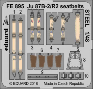 Eduard Accessories 1:48 FE895 Ju 87B-2/R2 seatbelts STEEL for Airfix