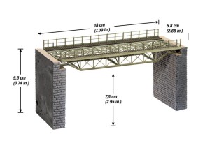 NOCH H0 67024 Brückenfahrbahn, gerade, mit Brückenköpfen