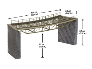 NOCH H0 67025 Brückenfahrbahn, gebogen, mit Brückenköpfen, Radius (R1) 360 mm