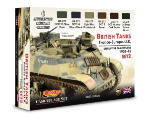 Lifecolor  CS44 British Tanks, France-Europe, U.K., Disruptive Camouflage, Set 2 6 x 22 ml